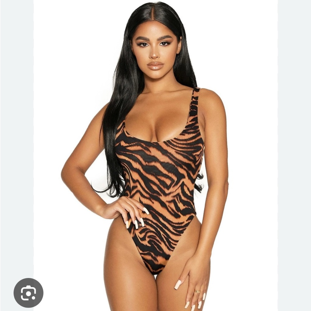 736 Naked Wardrobe Tiger Print One-Piece Swimsuit NWT